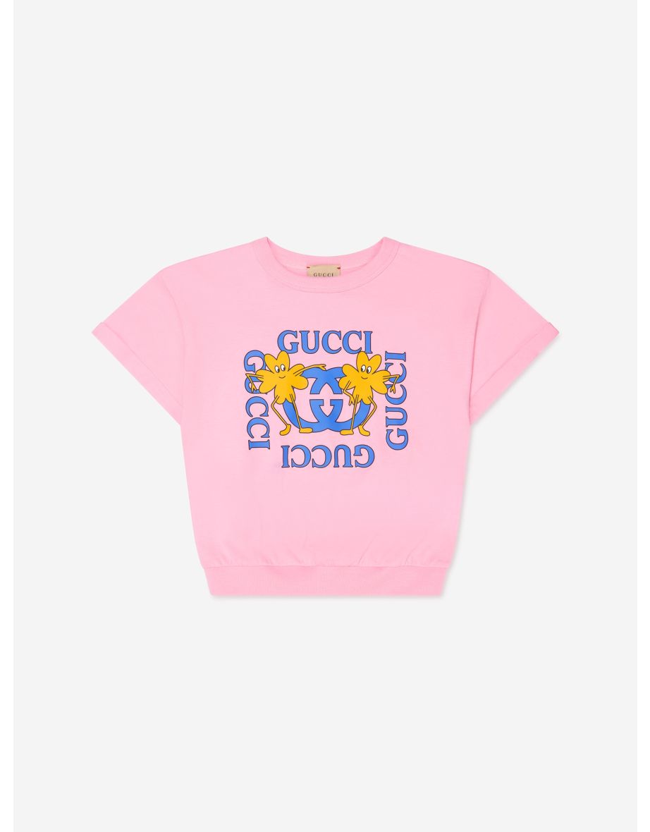 Camiseta estampada con logotipo rosa para niña