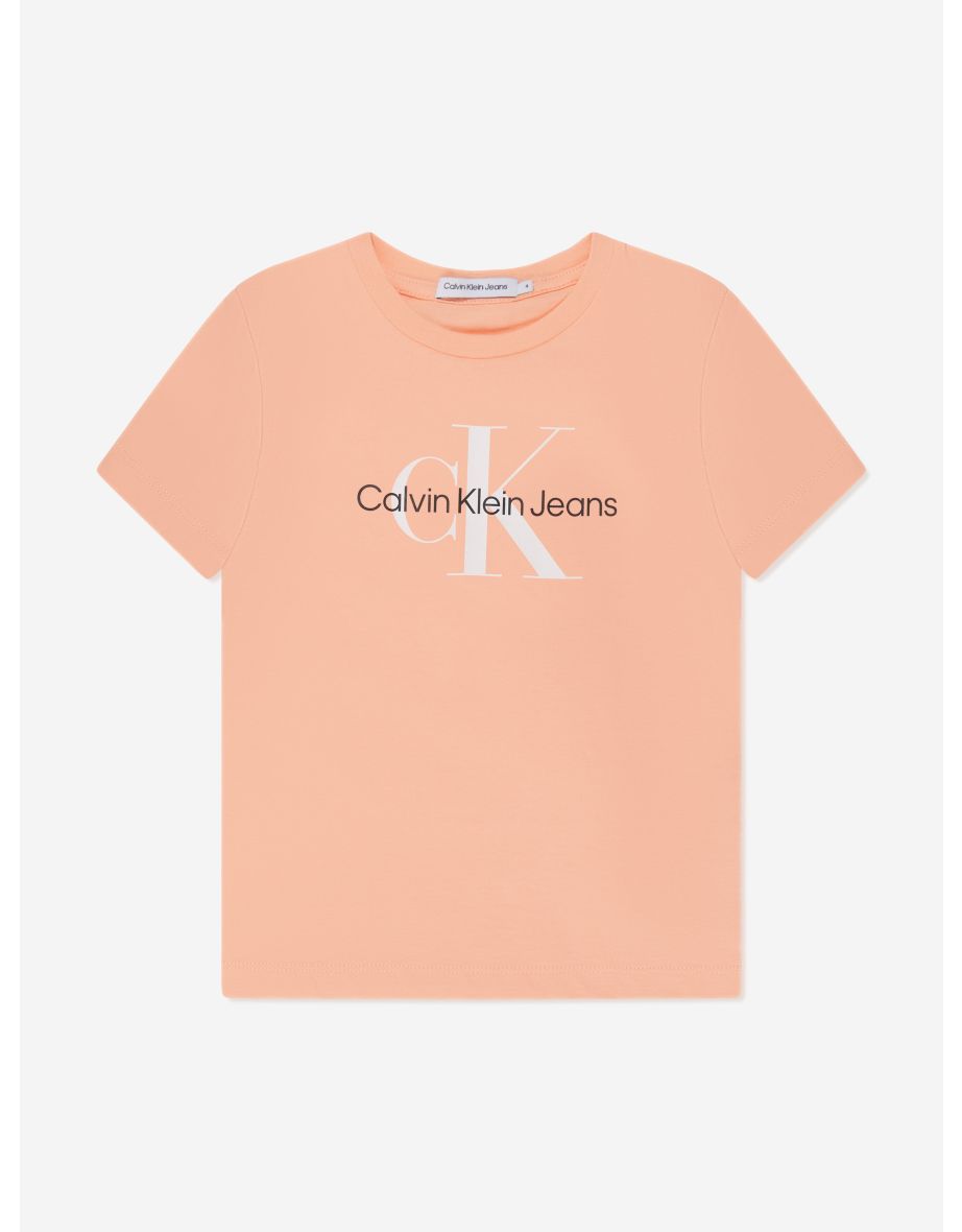 Camiseta con logo monograma para niño en melocotón