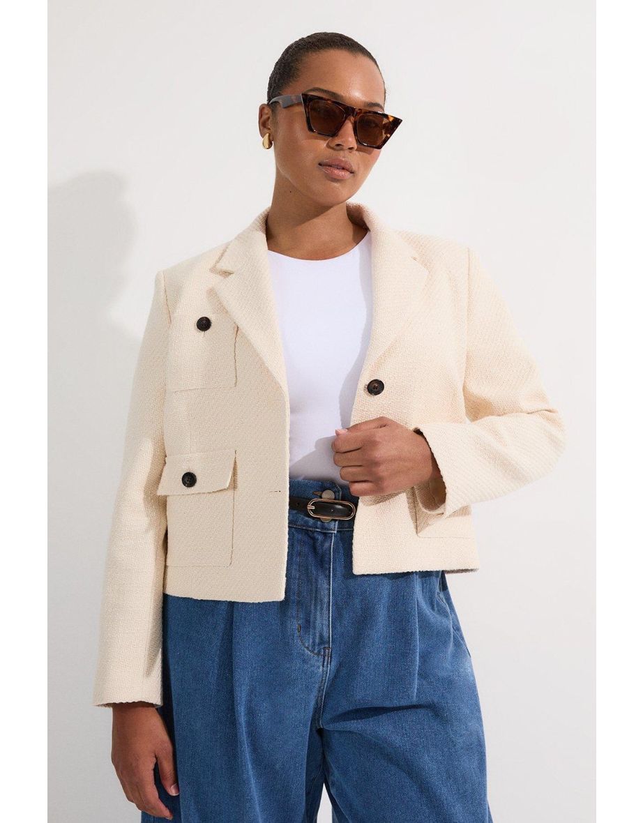 Giacca sartoriale in tweed testurizzato Plus Size