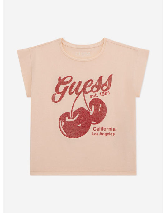 Camiseta Midi Cereza Rosa Niña