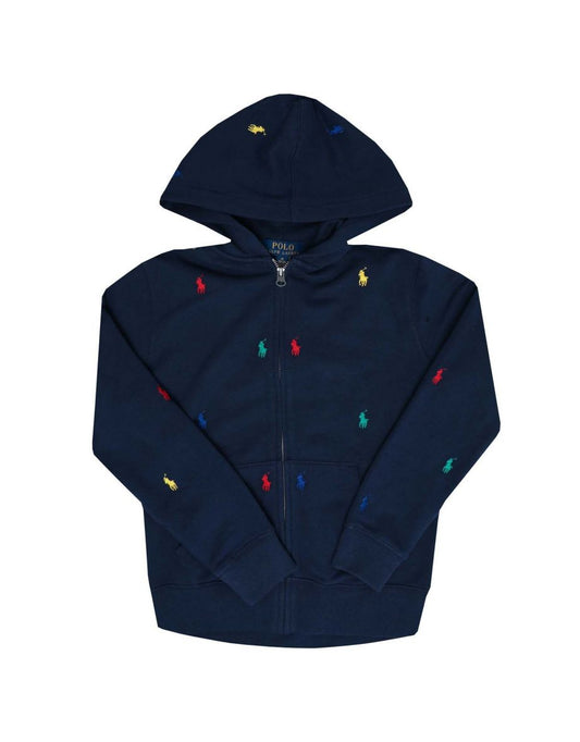 Sudadera con capucha y cremallera Ralph Lauren Junior Polo Prepster Pony de niño, azul