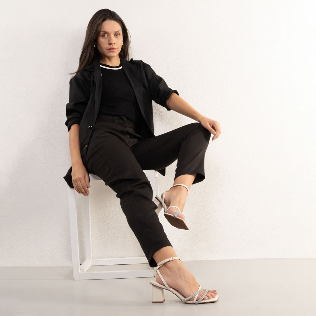Women's White Block Heel Tie-Up Sandals