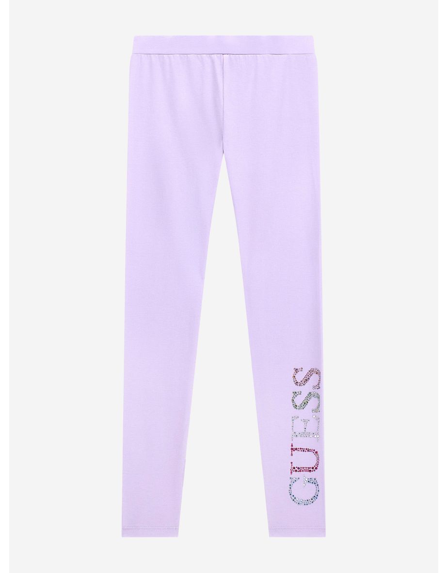 Leggings con logo da bambina in viola