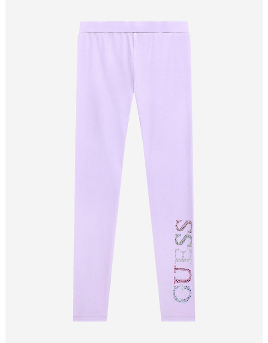 Leggings con logo da bambina in viola