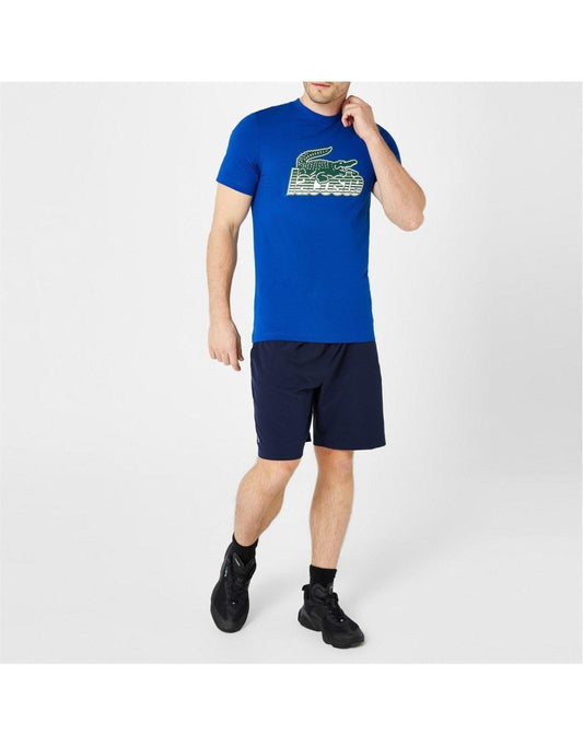 Camiseta masculina Lacoste Retro Graphic Crewneck em azul