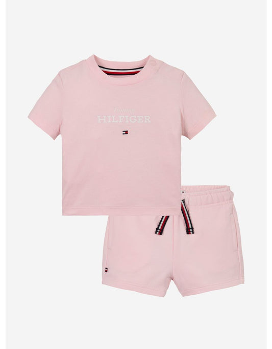 Conjunto de camiseta e shorts Pink Monotype para bebês meninas