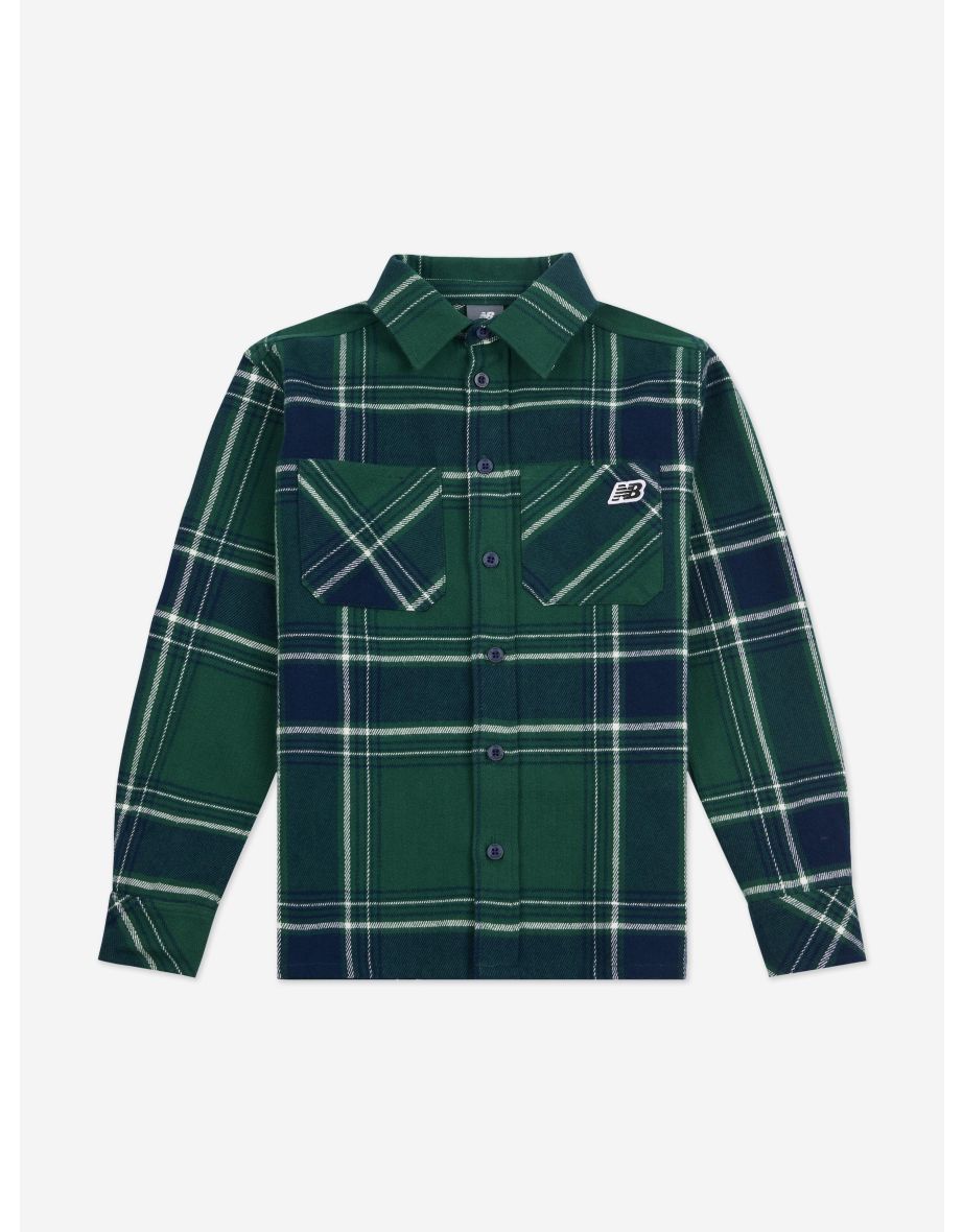 Camicia a quadri verde Premium da ragazzo di New Balance