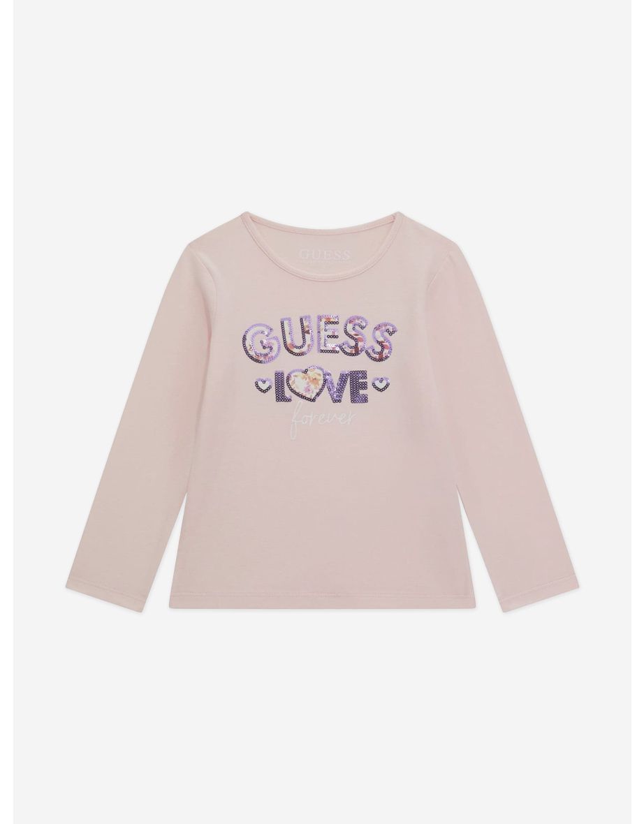 Camiseta con logo de manga larga para niña Guess - Rosa