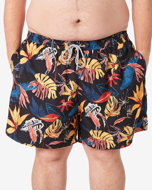 Men's Plus Size Black Floral Swim Shorts by Allman, Riachuelo