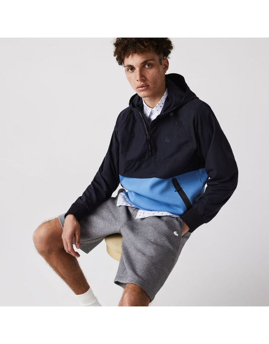 Jaqueta masculina Lacoste de pulôver de dois tons em azul