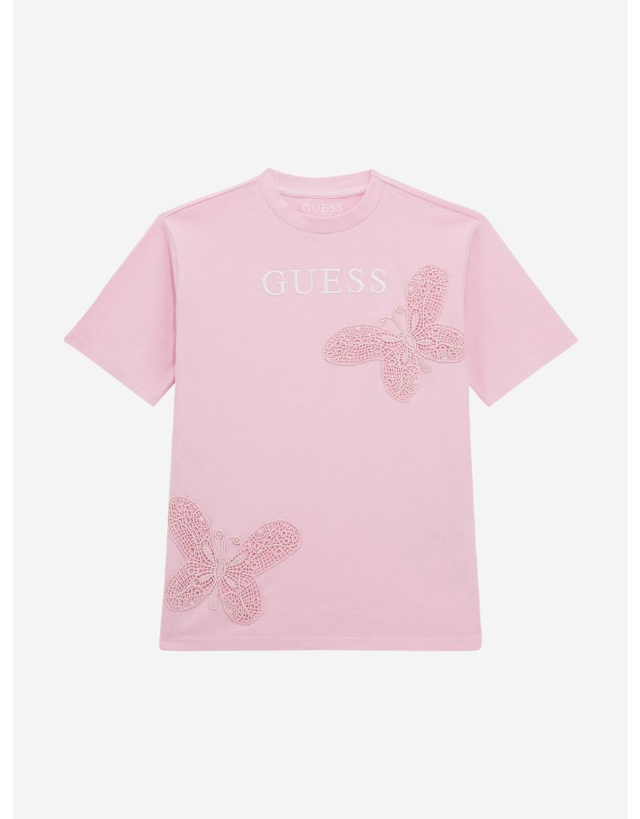 Camiseta con logo para niña en rosa