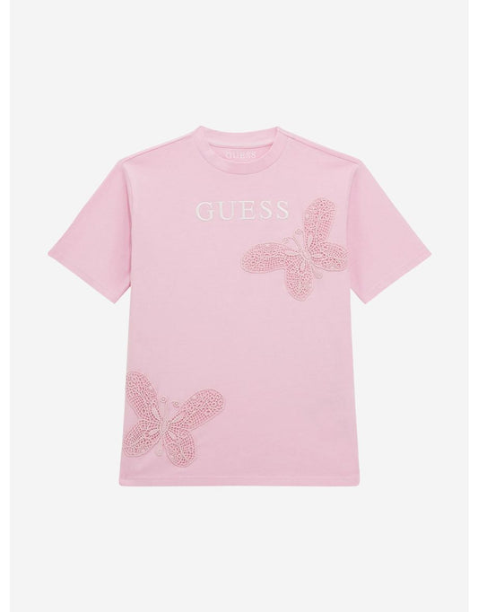 Camiseta con logo para niña en rosa