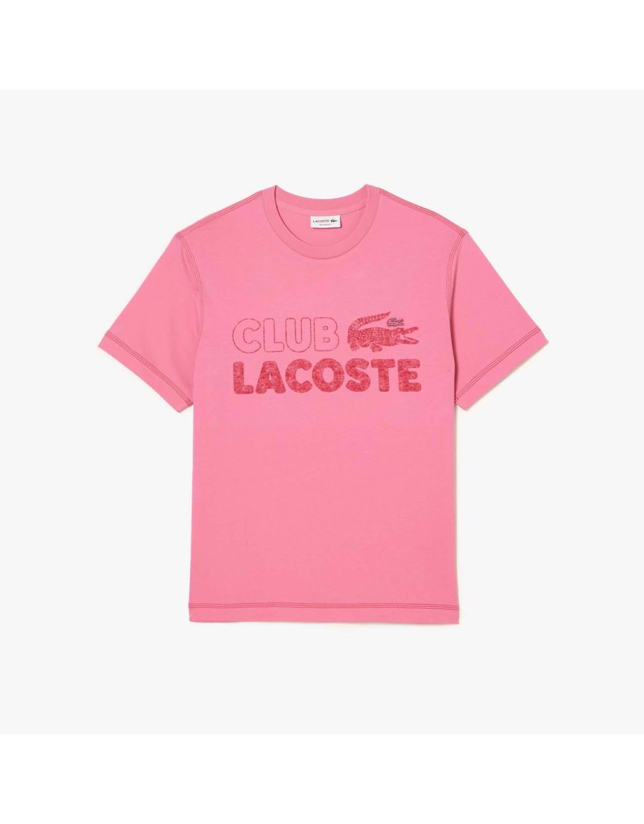 Camiseta masculina de algodão orgânico Lacoste Vintage Print - Rosa