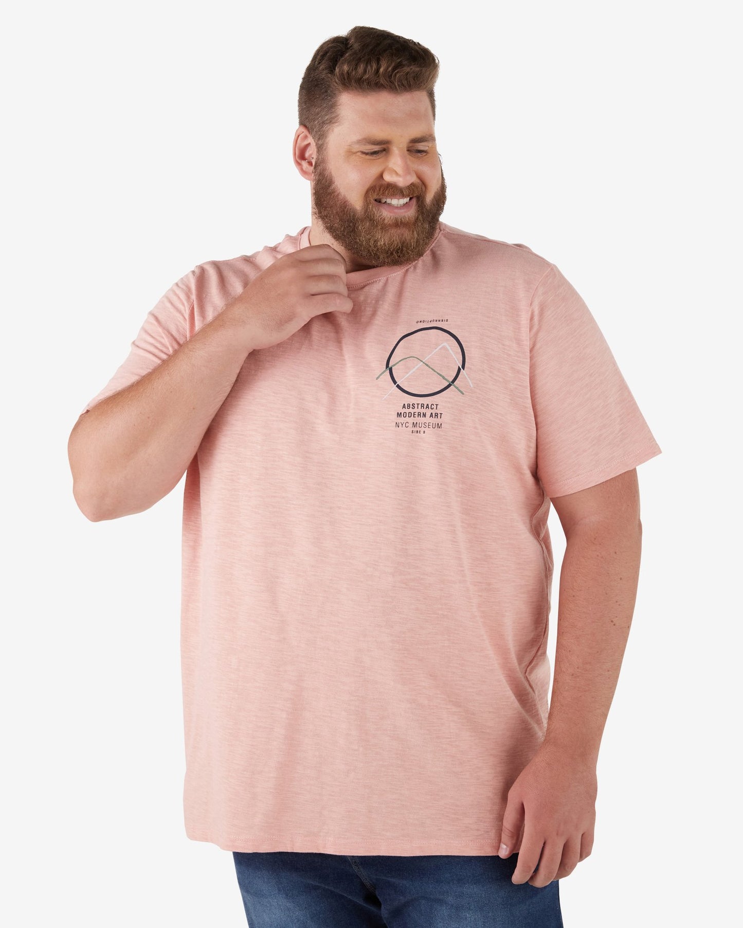 Camiseta masculina de manga curta Flame Plus Size em rosa salmão