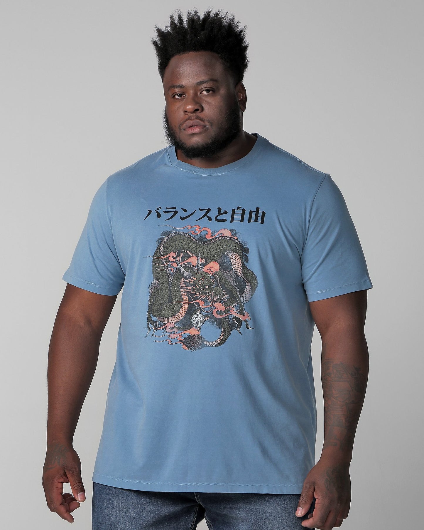 Men's Plus Size Short Sleeve Blue Dragon T-Shirt by Allman for Riachuelo