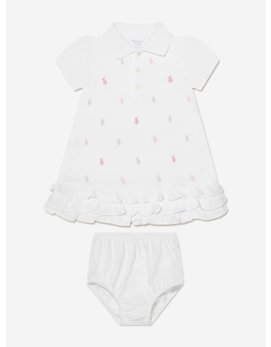 Vestido Polo Schiffli Branco Ralph Lauren Baby Girls