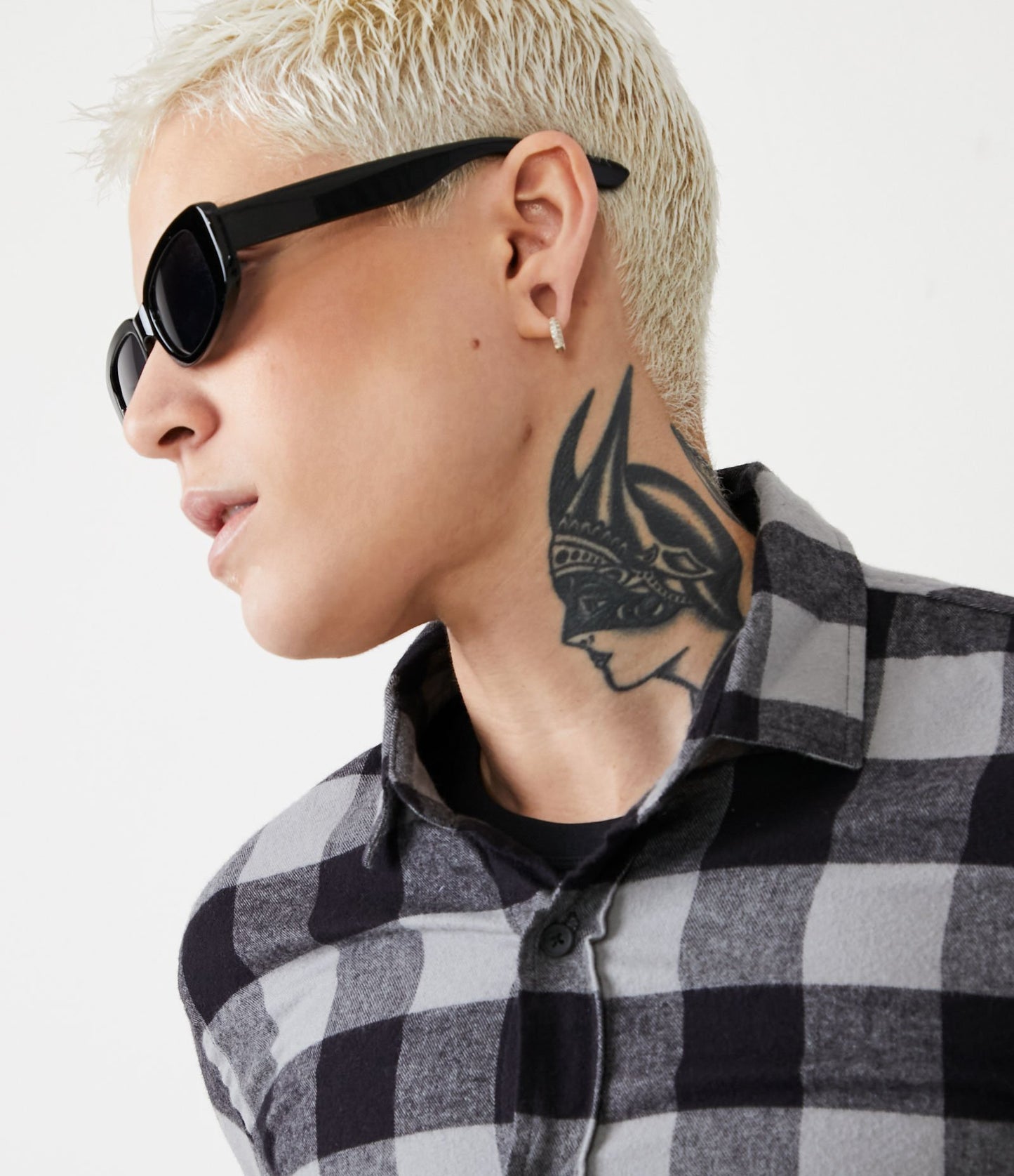 Regular Fit Black Plaid Flannel Shirt