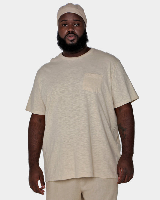 Maglietta uomo Plus Size a manica corta con taschino in beige di Allman per Riachuelo