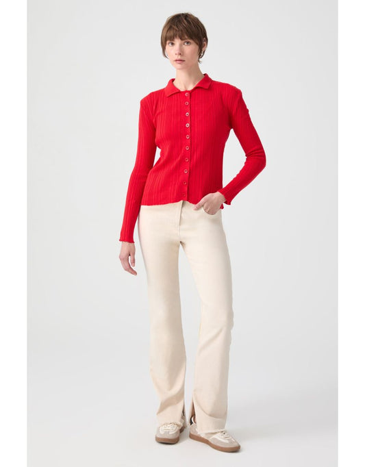 Body a maglia sottile con collo a polo