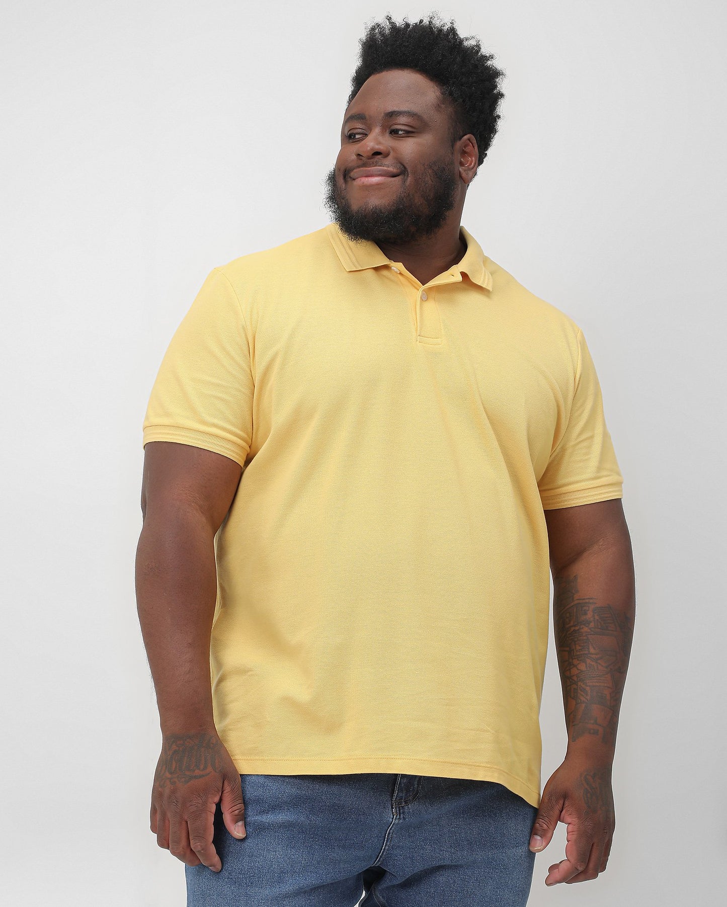 Men's Plus Size Yellow Polo Shirt with Buttons | Allman by Riachuelo