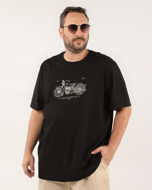 Camiseta masculina plus size preta para motociclistas - Original Plus da Riachuelo