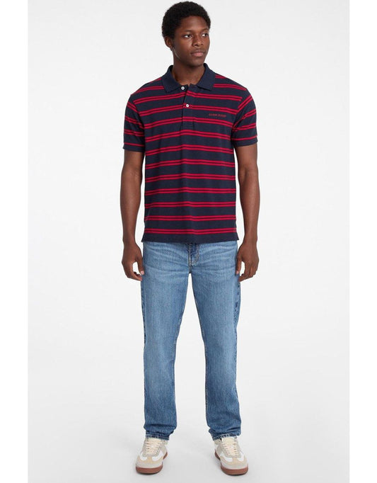 Camiseta polo Guess com listras vermelhas