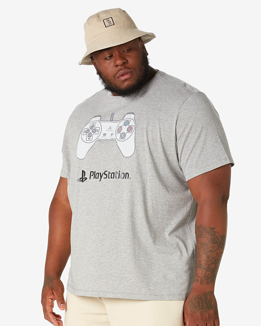 Men's Plus Size Short Sleeve T-Shirt, PlayStation Gray Heather