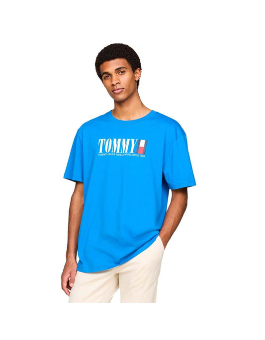Maglietta Tommy Hilfiger Flag Logo Uomo - Blu
