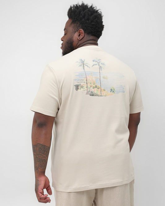 Men's Plus Size Palm Tree T-Shirt in Beige | Allman By Riachuelo