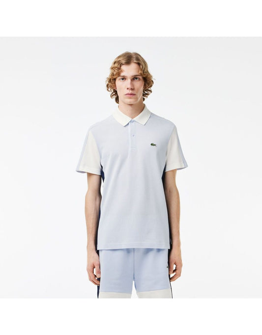 Camisa Polo Lacoste Regular Fit Color-Block Masculina em Azul