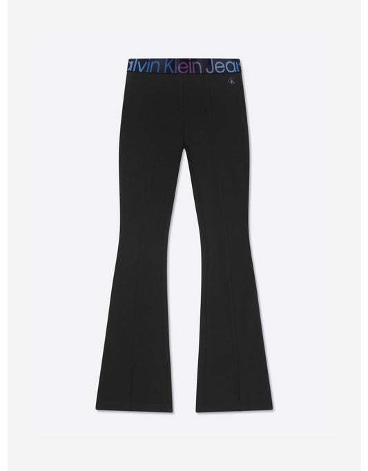 Pantalón acampanado de punto de niña en negro