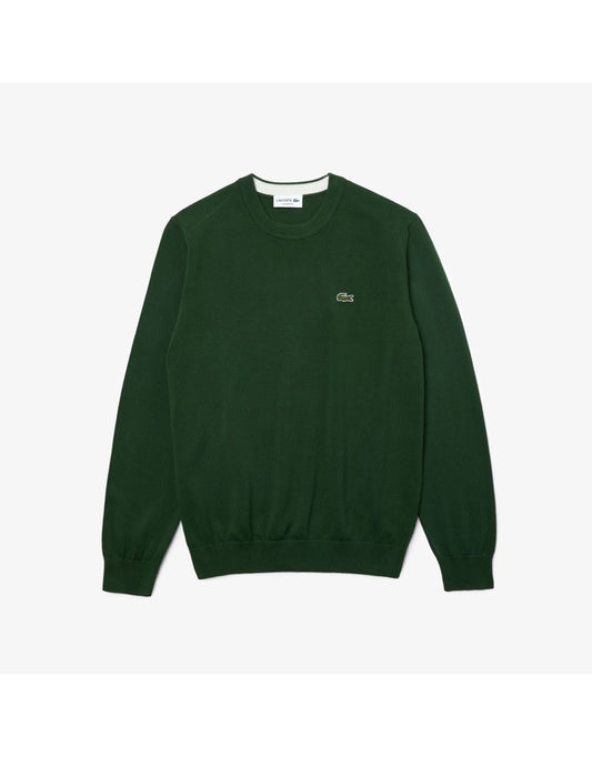 Maglione girocollo Lacoste da uomo in cotone biologico, verde