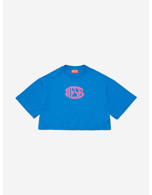Maglietta con logo da ragazza in blu