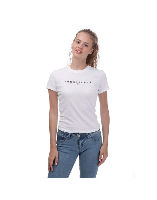 Maglietta Tommy Hilfiger Slim Fit Linear Donna - Bianco