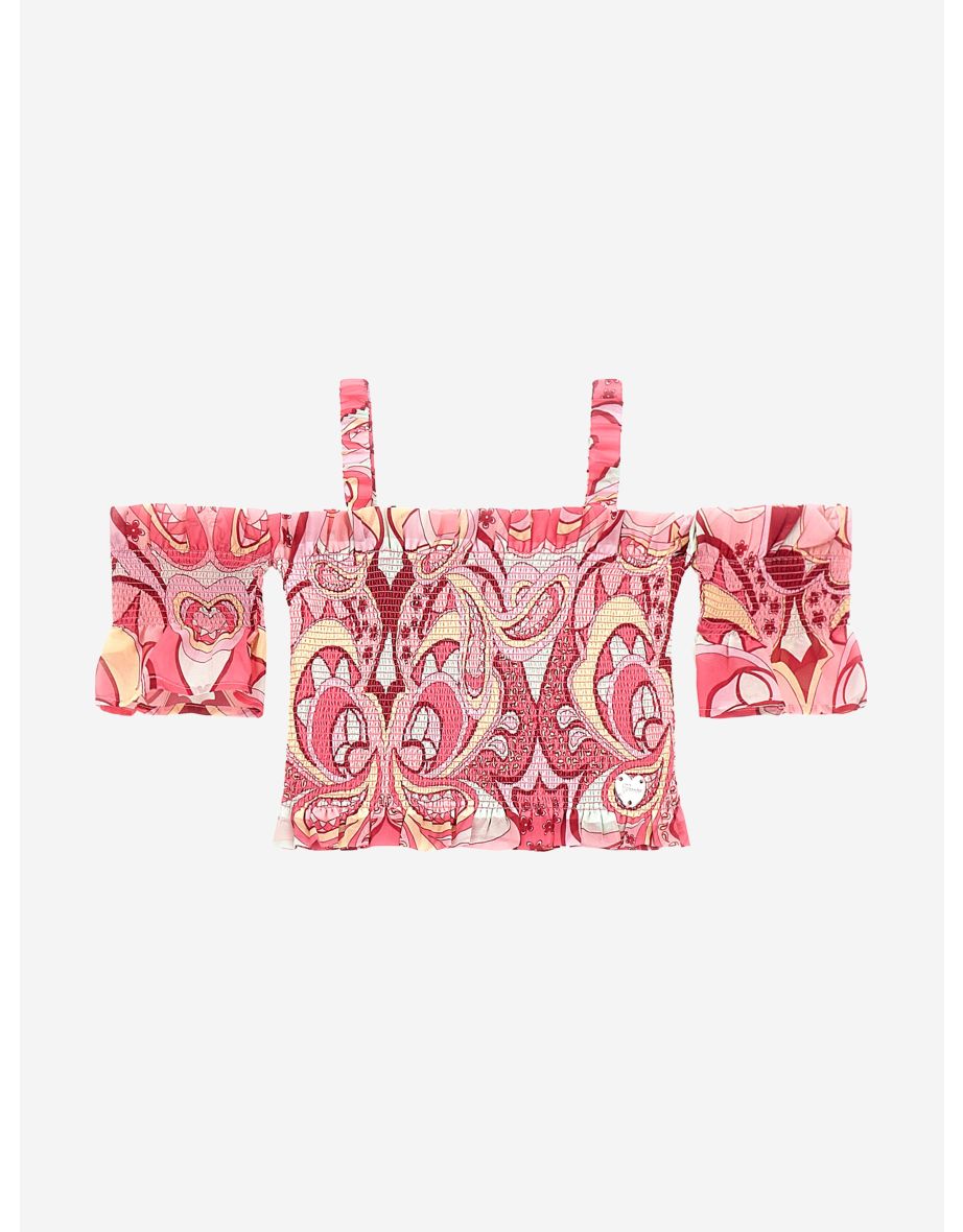 Top Paisley de gasa rosa para niña