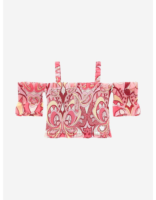 Top Paisley de gasa rosa para niña