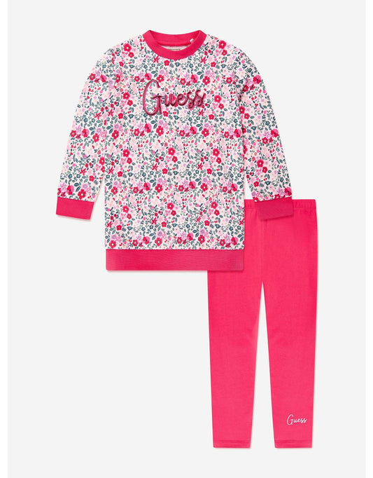 Set di leggings rossi floreali da bambina