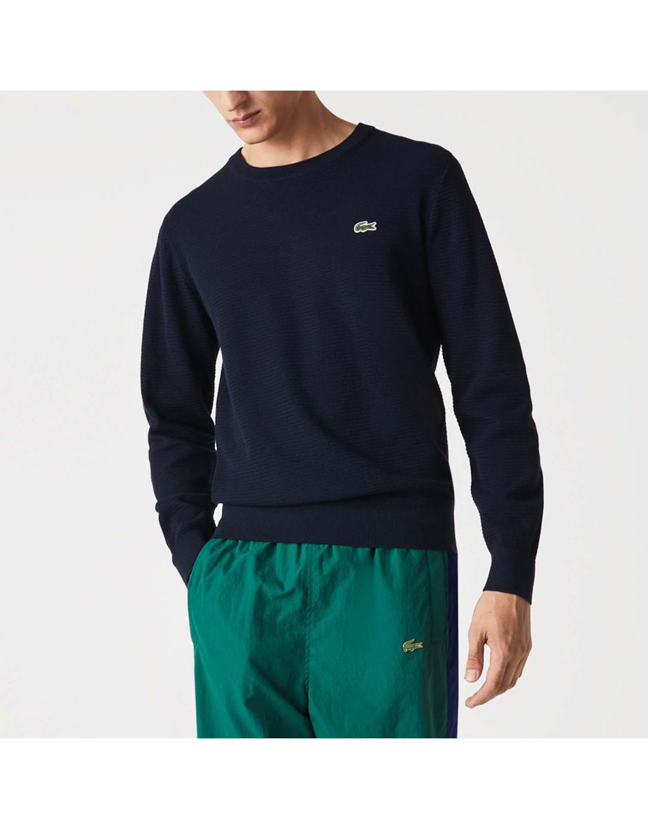 Suéter masculino de algodão orgânico texturizado com gola alta Lacoste - Azul