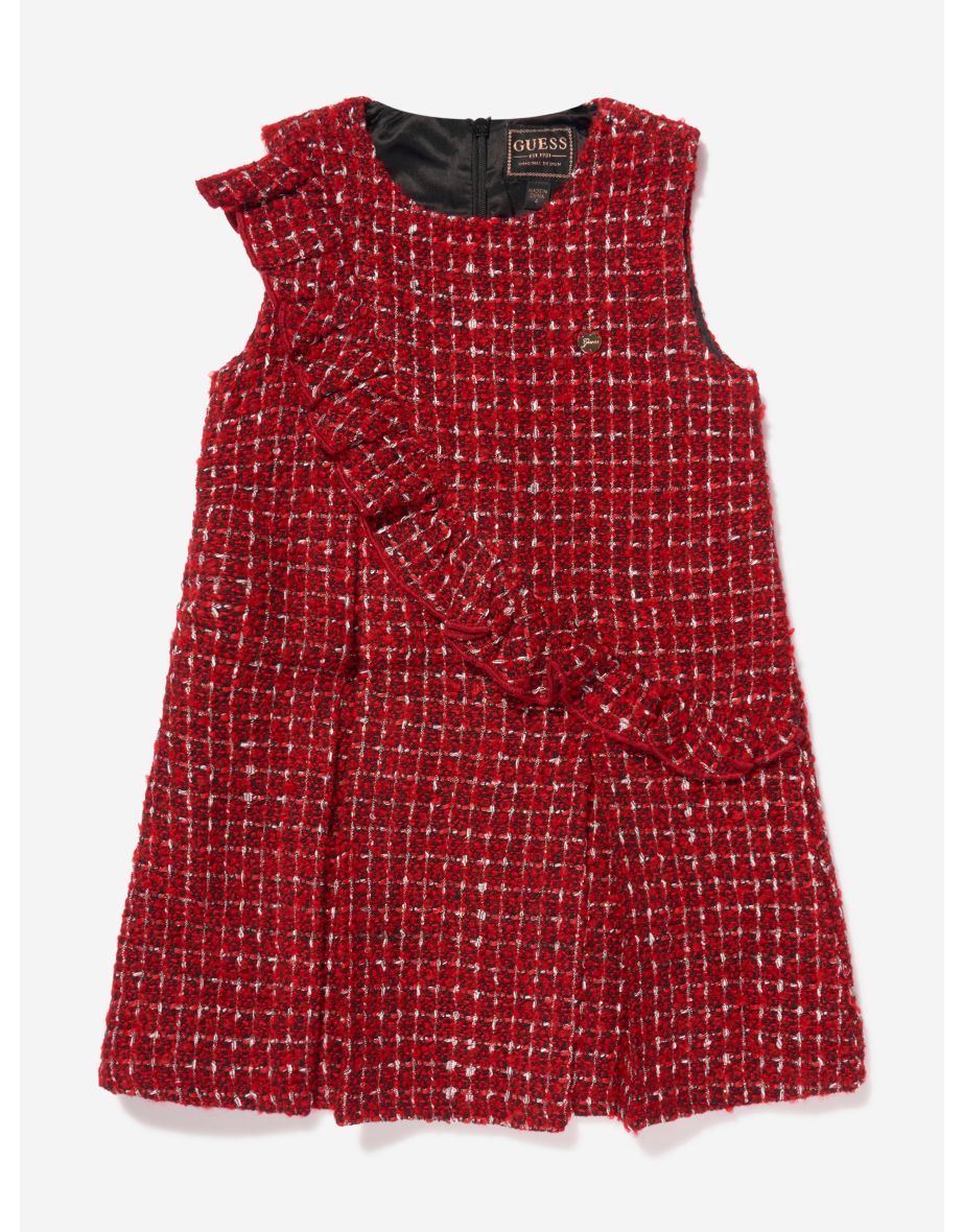 Vestido Bouclé sin mangas de niña en rojo