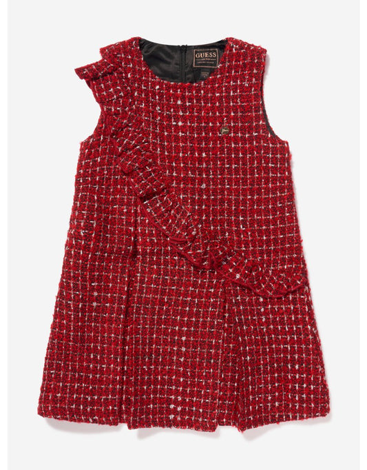 Vestito Bouclé senza maniche da bambina in rosso