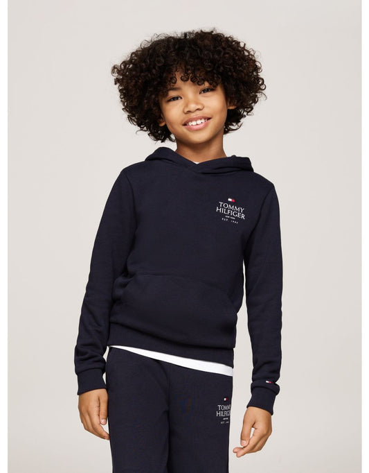 Sudadera con capucha azul marino con logotipo estampado