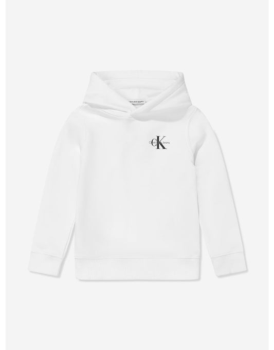Felpa con cappuccio Calvin Klein Small Monogram White