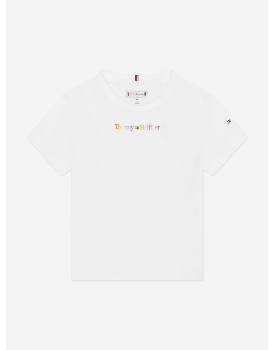 Camiseta blanca con logo para niña