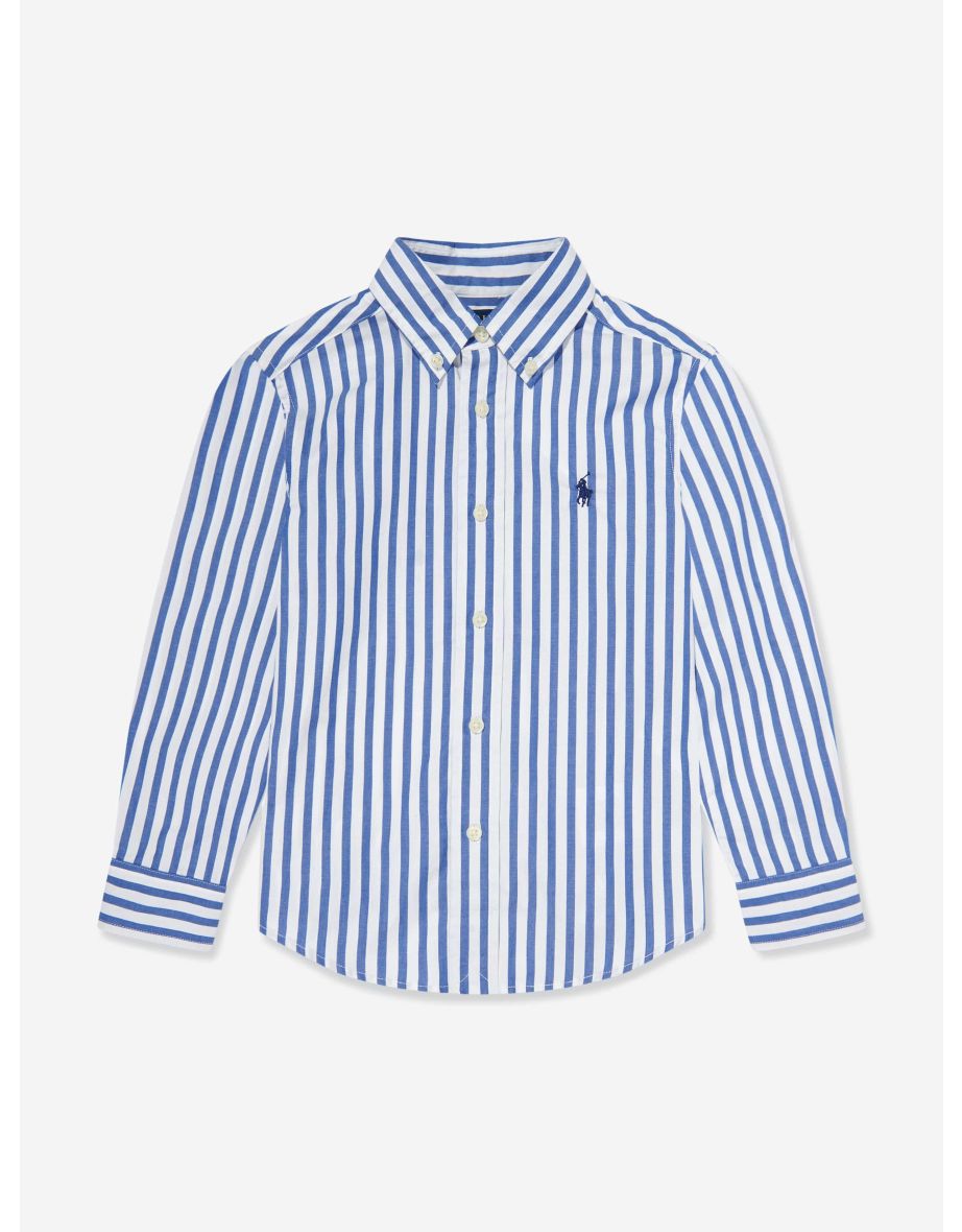 Blue Boys' Striped Logo Shirt
