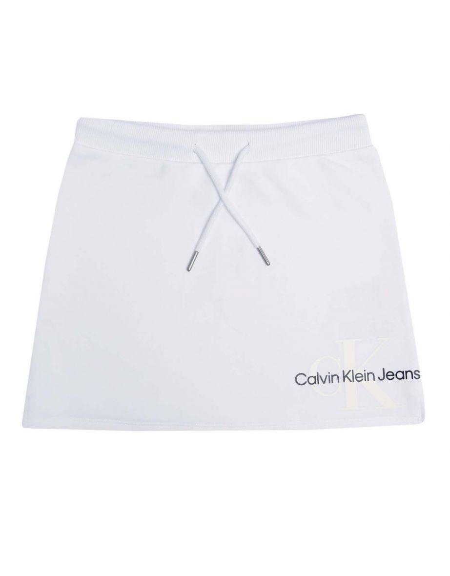 Gonna Calvin Klein Junior da bambina con monogramma riflettente in bianco