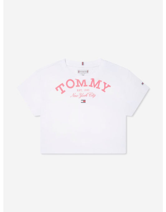 Camiseta Tommy Logo para Niña - Blanca