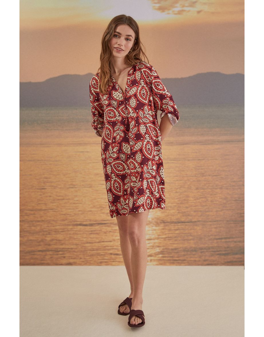 Camisola de praia estampada em marrom
