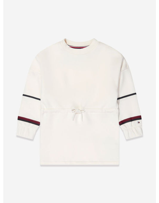 Vestido sudadera de rayas globales para niña en blanco