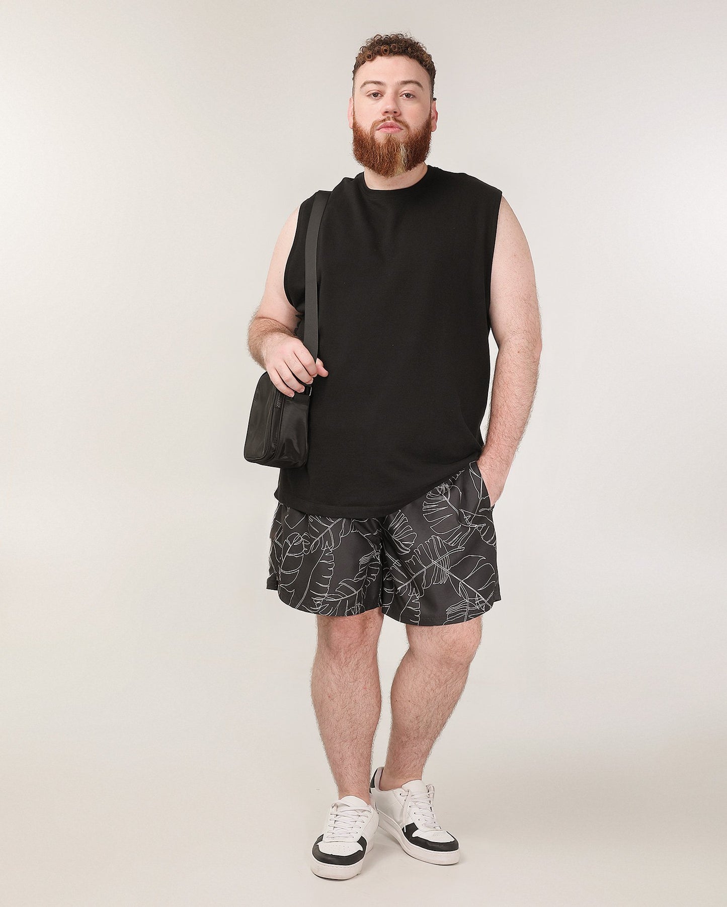 Calção de banho masculino Plus Size Black Palm Tree - Original Plus by Riachuelo