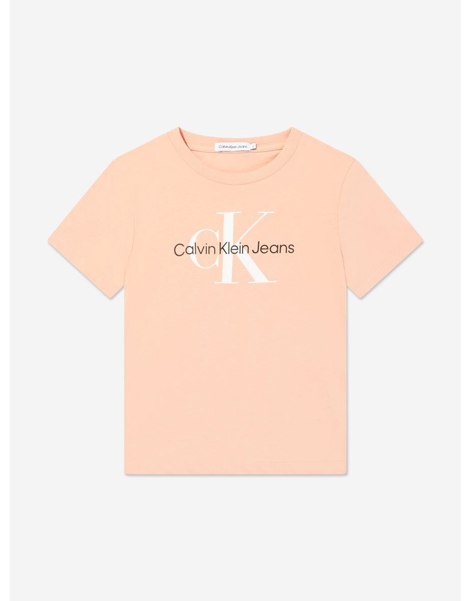 Camiseta con logotipo monograma rosa para niña